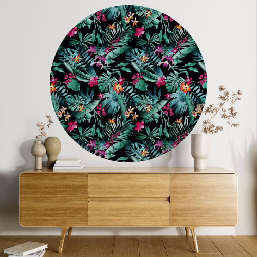 Papier peint rond / cercle - Motif floral - 484