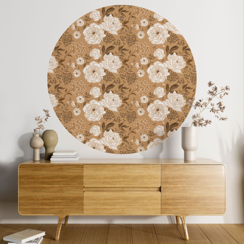 Papier peint rond / cercle - Motif floral - 491