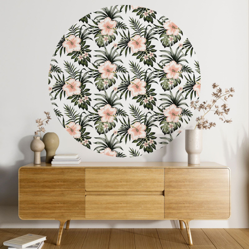 Papier peint rond / cercle - Motif floral - 499