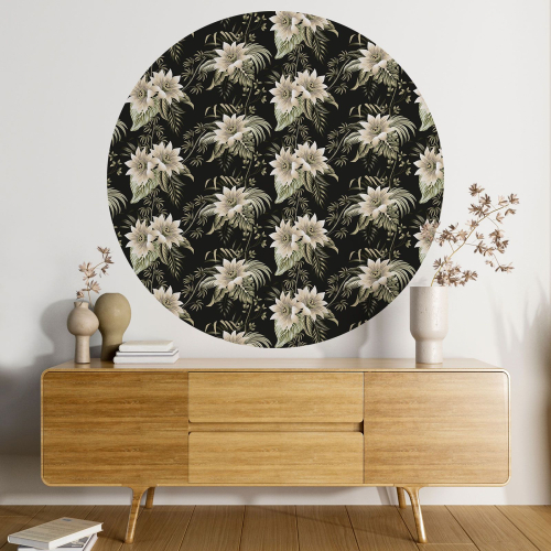 Papier peint rond / cercle - Motif floral - 525