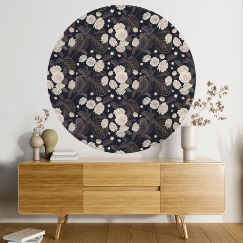 Papier peint rond / cercle - Motif floral - 561