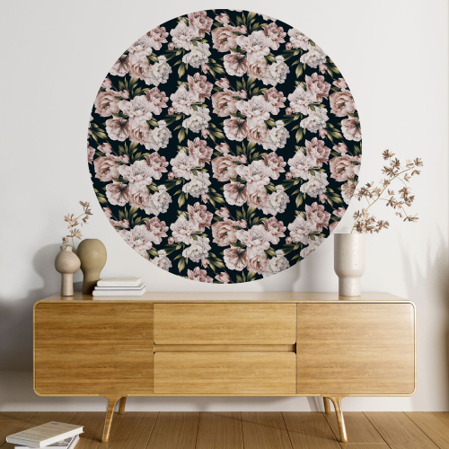 Papier peint rond / cercle - Motif floral - 562