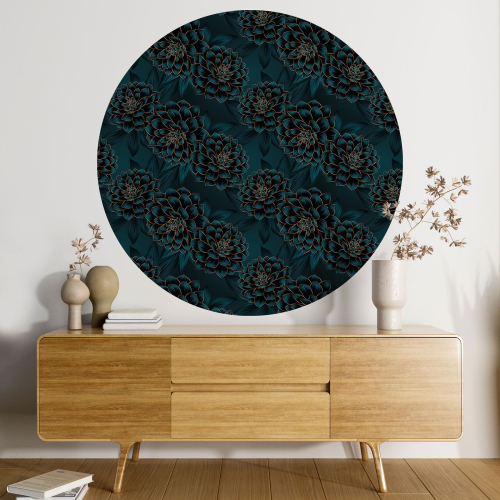 Papier peint rond / cercle - Motif floral - 567