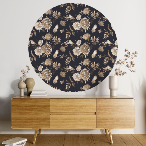 Papier peint rond / cercle - Motif floral - 569