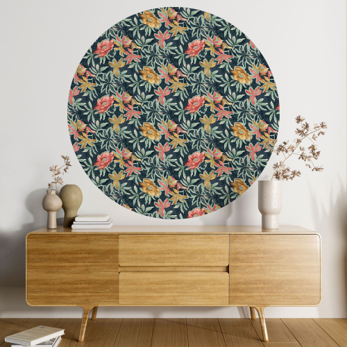 Papier peint rond / cercle - Motif floral - 578