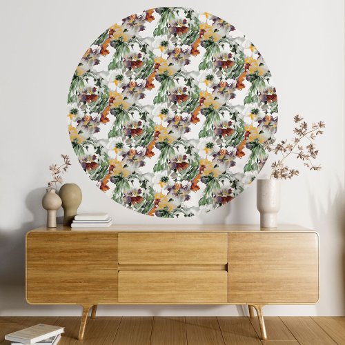 Papier peint rond / cercle - Motif floral - 604