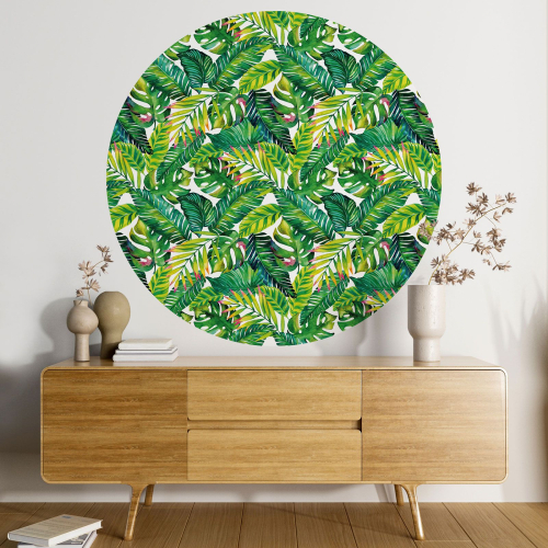 Papier peint rond / cercle - Motif tropical - 012