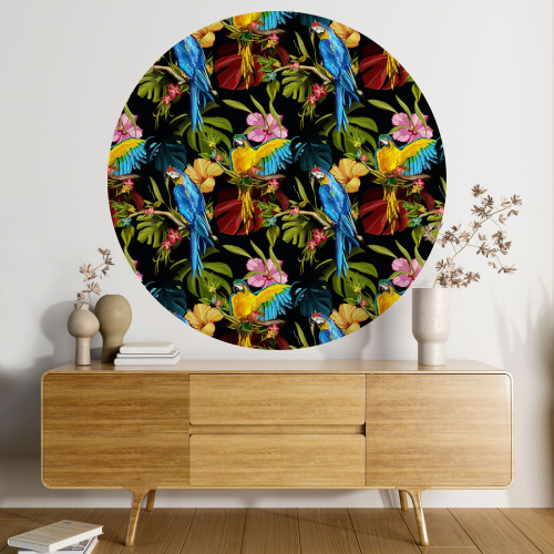 Papier peint rond / cercle - Motif tropical - 048