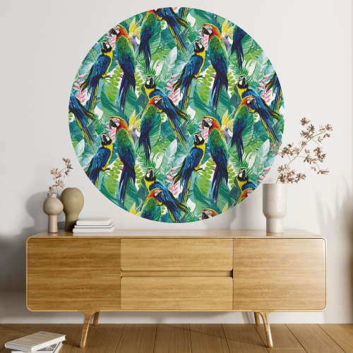 Papier peint rond / cercle - Motif tropical