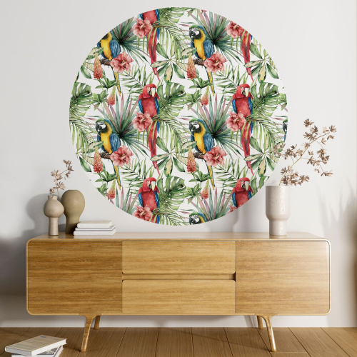 Papier peint rond / cercle - Motif tropical - 275