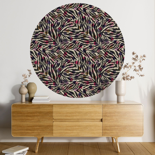 Papier peint rond / cercle - Motif zébré - 268