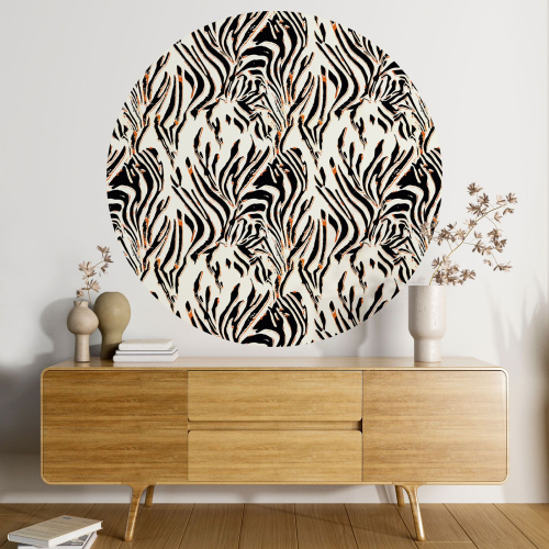 Papier peint rond / cercle - Motif zébré - 364