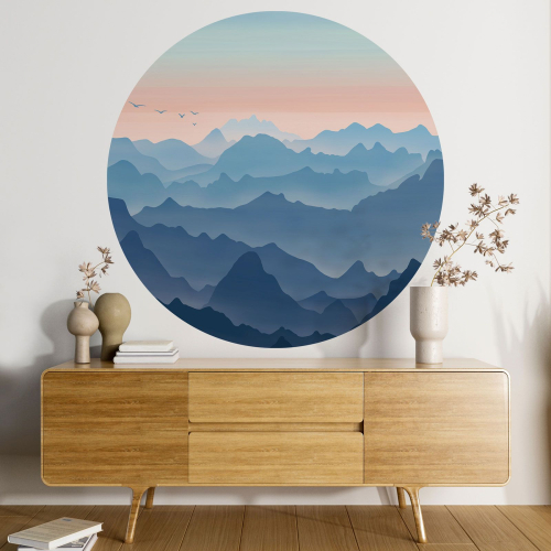 Papier peint rond / cercle - Paysage Abstrait