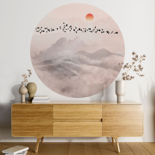 Papier peint rond / cercle - Paysage Abstrait