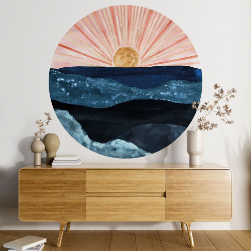Papier peint rond / cercle - Paysage boho