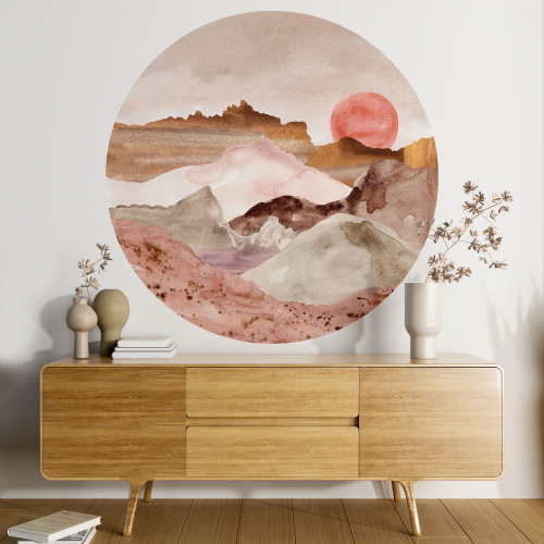 Papier peint rond / cercle - Paysage boho