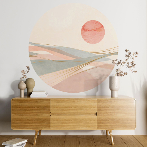 Papier peint rond / cercle - Paysage boho