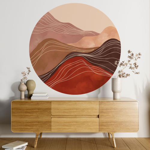 Papier peint rond / cercle - Paysage boho