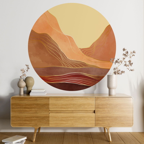 Papier peint rond / cercle - Paysage boho