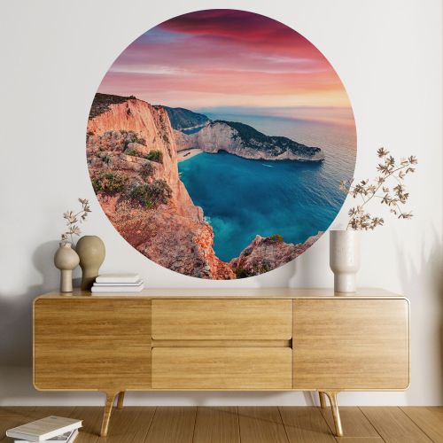 Papier peint rond / cercle - Plage Navagio Grèce