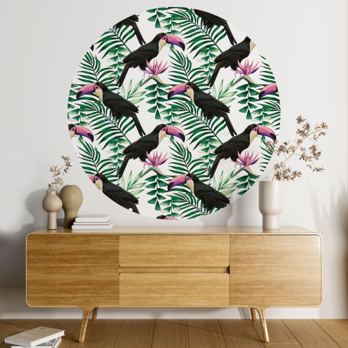 Papier peint rond / cercle - Toucans