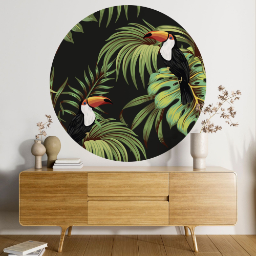 Papier peint rond / cercle - Toucans