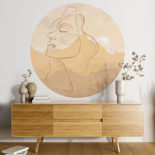 Papier peint rond / cercle - Visage Abstrait