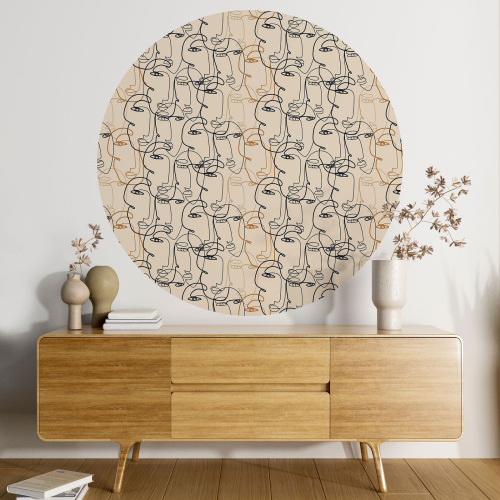 Papier peint rond / cercle - Visages design - 565